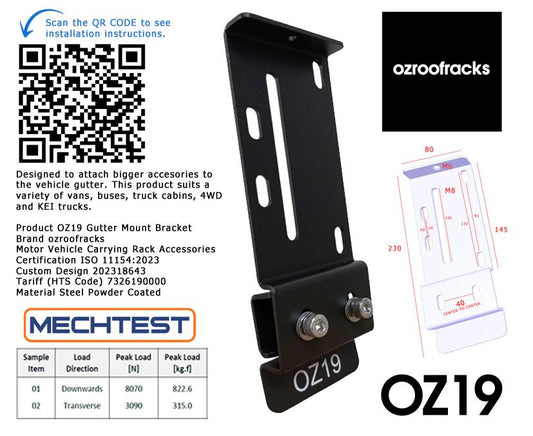2x Gutter Mount Accesory OZ19 Brackets
