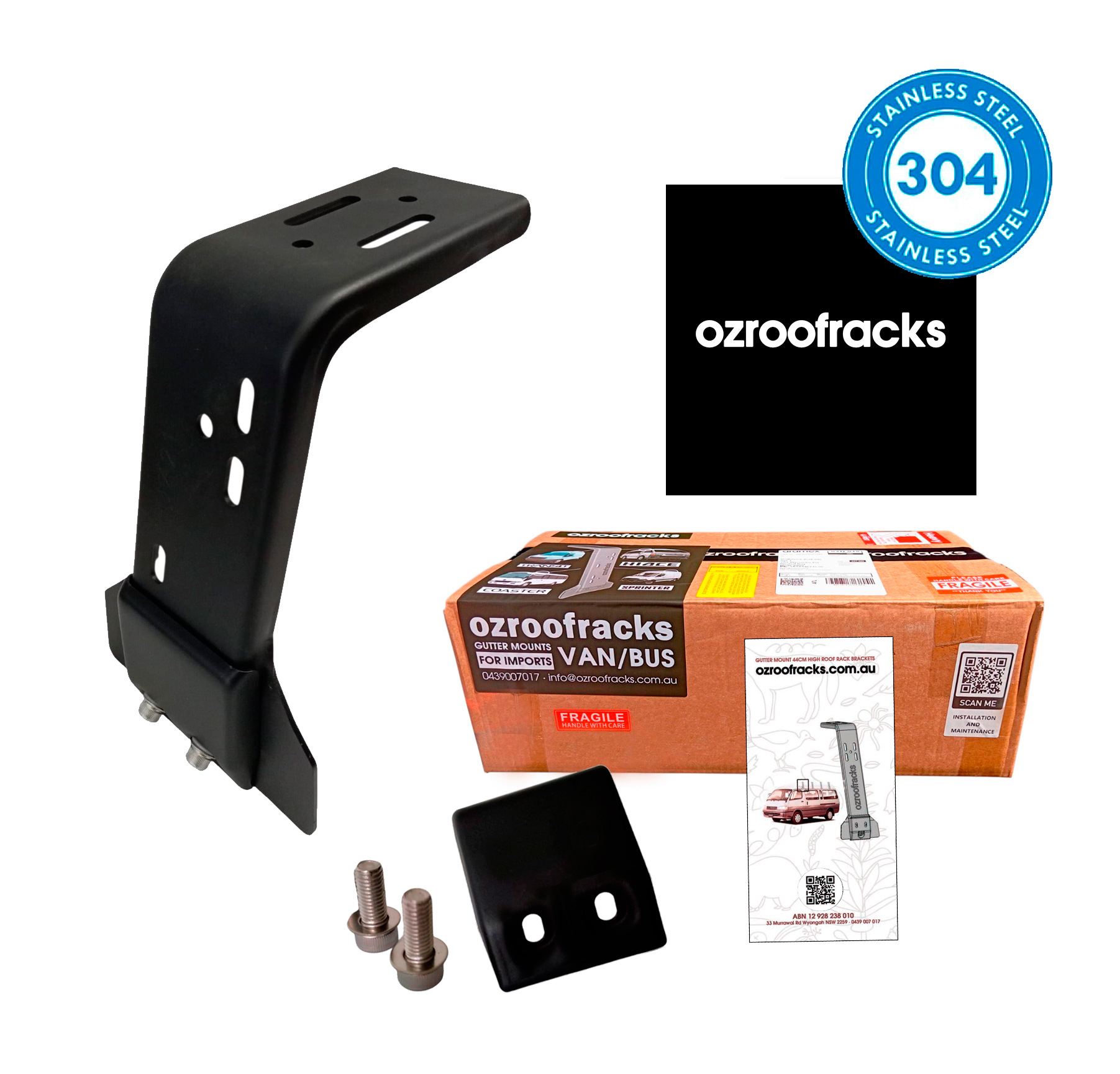 6x OZ21MS Stainless Steel Multislot Bracket 23.5CM Ozroofracks